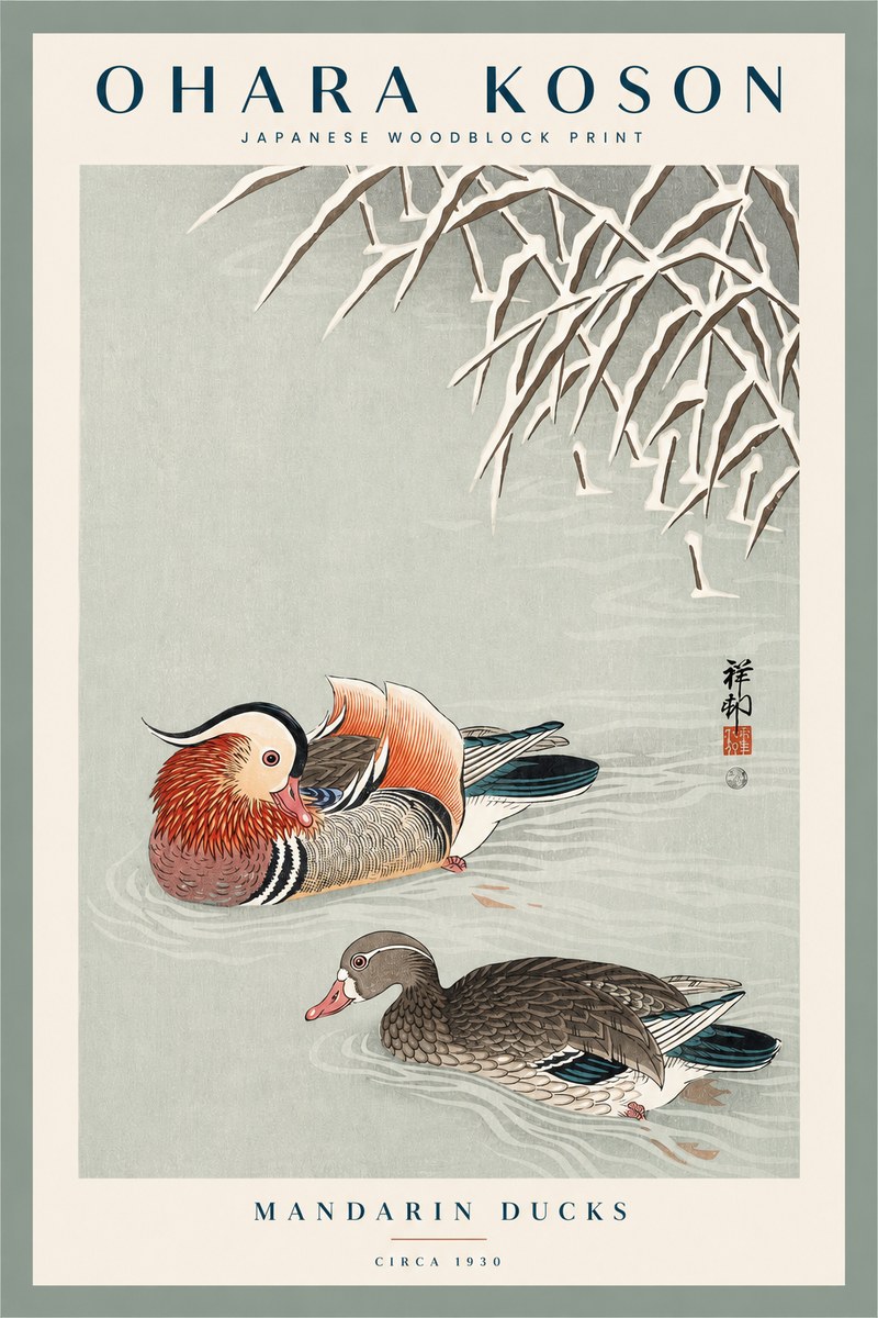 Ohara Koson Mandarin Ducks No2 - Póster