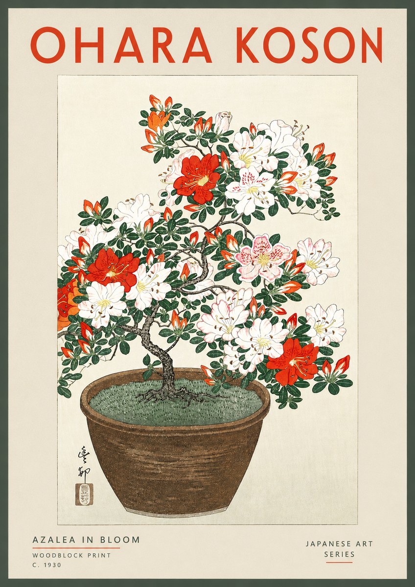 Ohara Koson Azalea in Bloom No2 - Póster