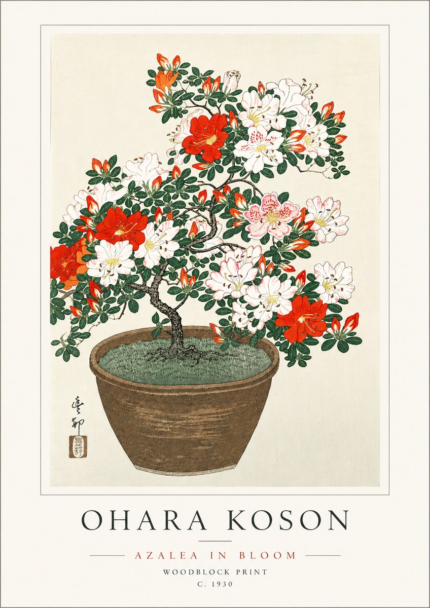 Ohara Koson Azalea in Bloom No6 - Póster