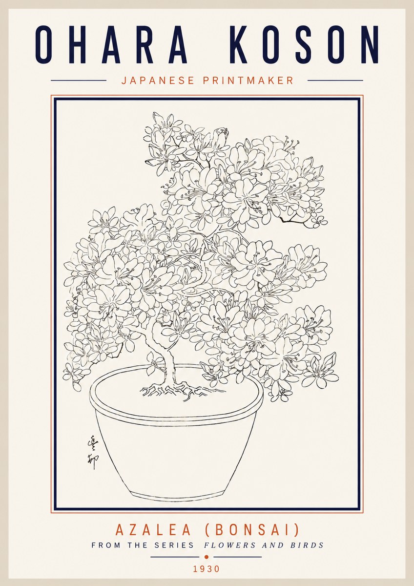 Ohara Koson Azalea (Bonsai) No3 - Póster