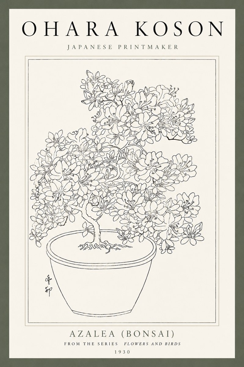 Ohara Koson Azalea (Bonsai) No4 - Póster