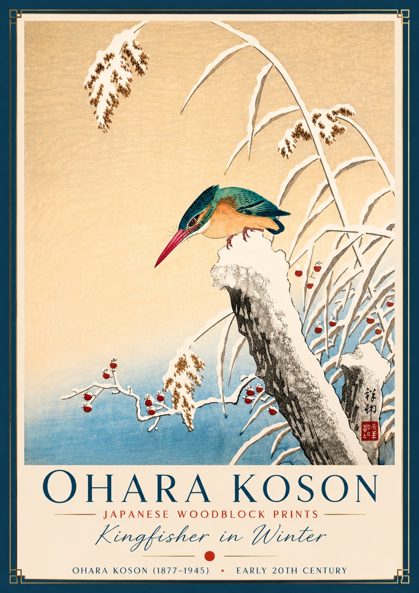 Ohara Koson Kingfisher in Winter II No2 - Póster