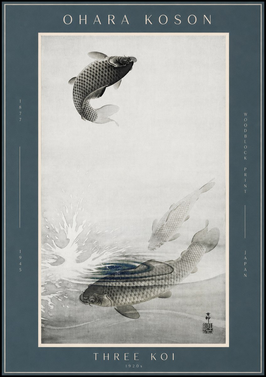Ohara Koson Three Koi No2 - Póster