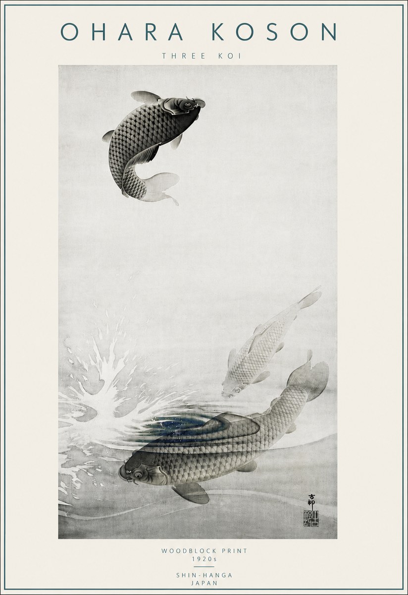 Ohara Koson Three Koi No4 - Póster
