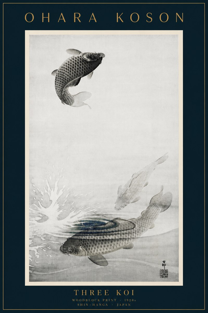 Ohara Koson Three Koi No6 - Póster
