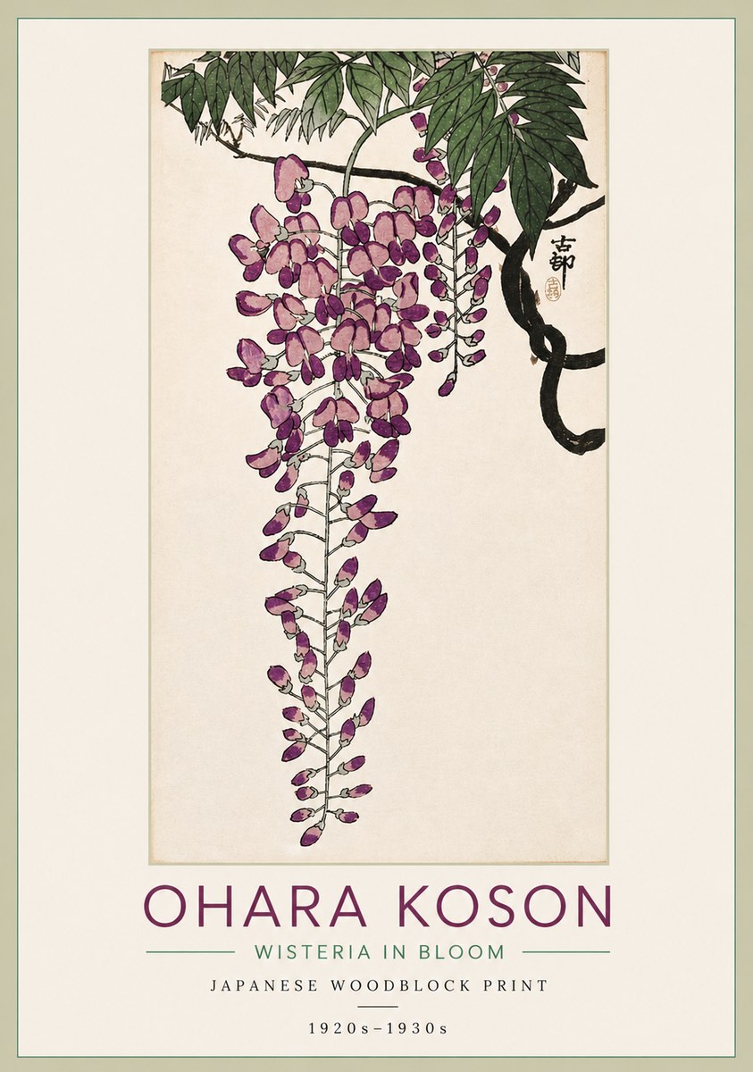 Ohara Koson Wisteria in Bloom No3 - Póster