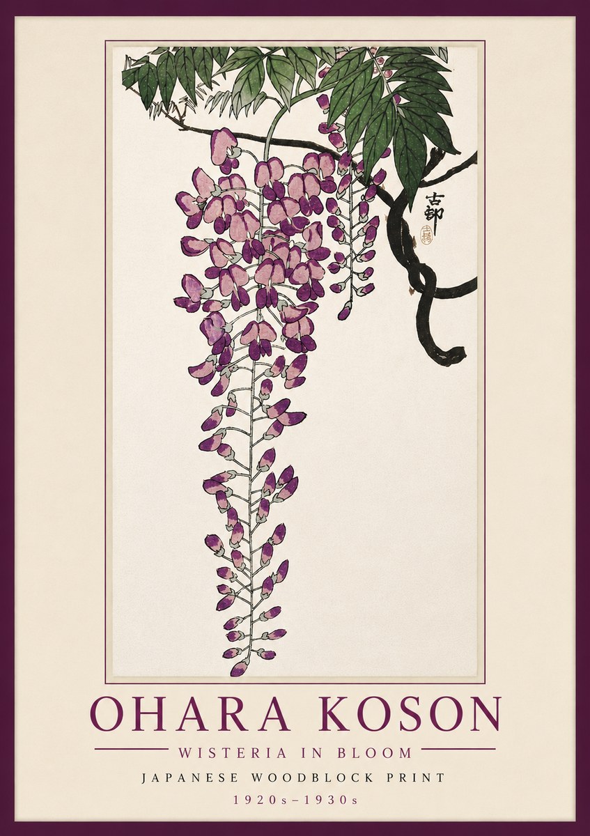 Ohara Koson Wisteria in Bloom No5 - Póster