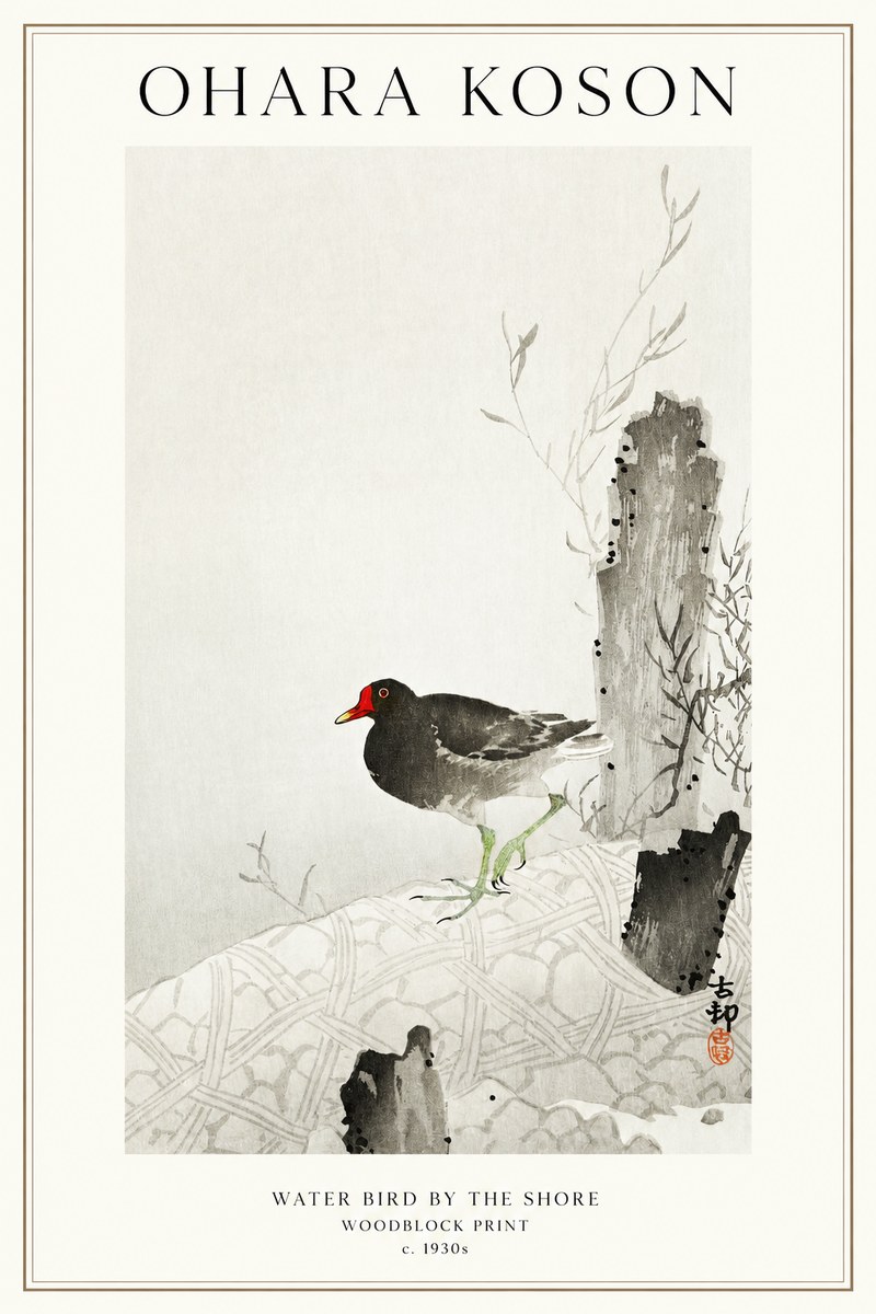 Ohara Koson Water Bird by the Shore No1 - Póster