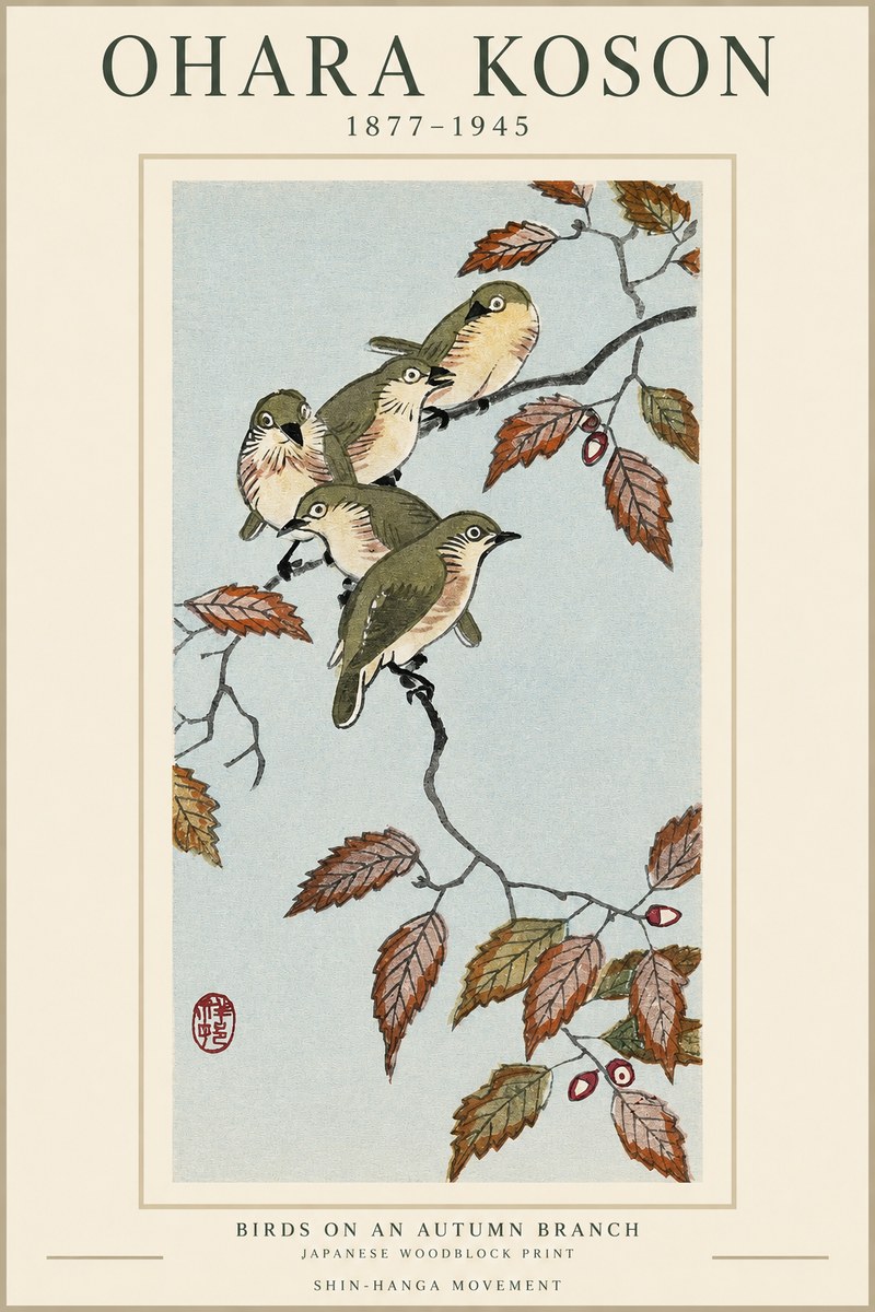 Ohara Koson Birds on an Autumn Branch No1 - Póster