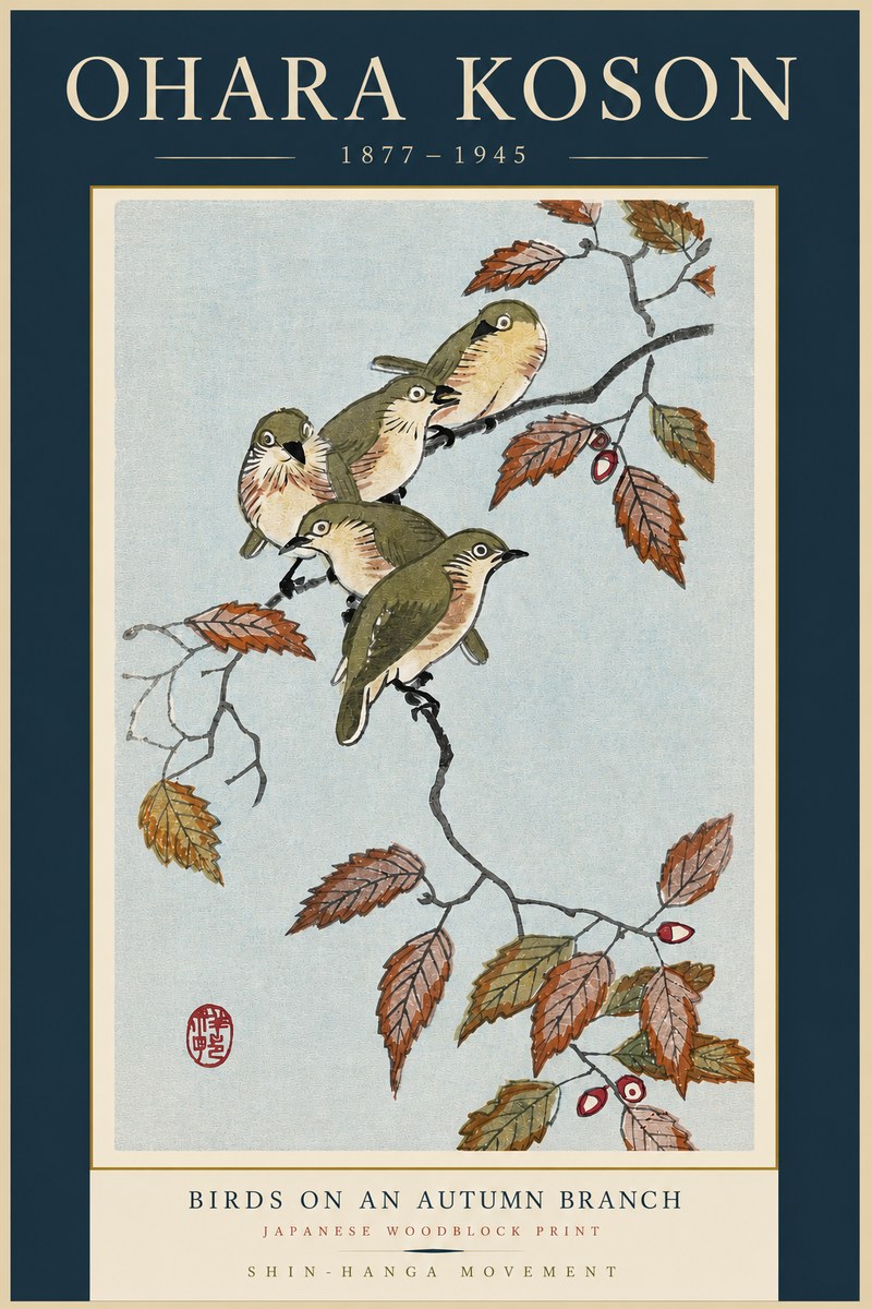Ohara Koson Birds on an Autumn Branch No3 - Póster