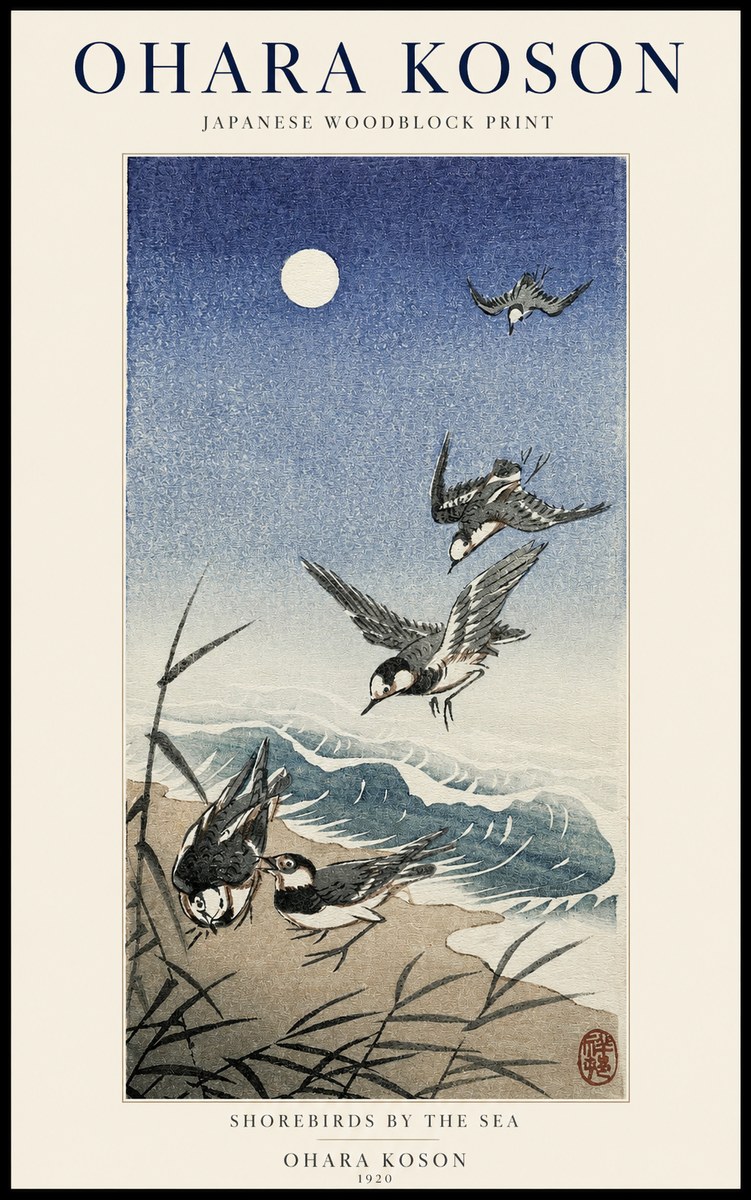 Ohara Koson Shorebirds by the Sea No1 - Póster