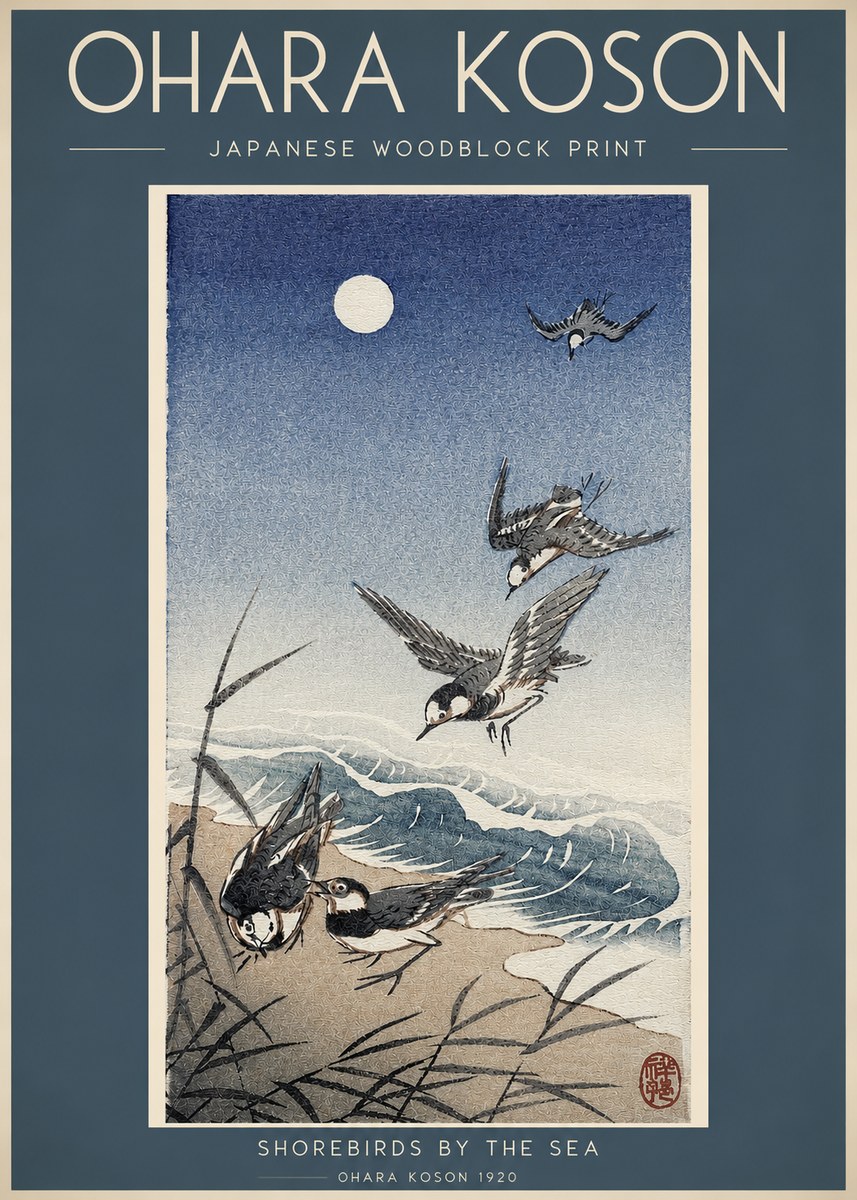 Ohara Koson Shorebirds by the Sea No2 - Póster
