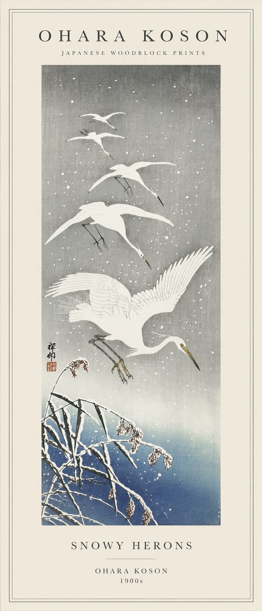 Ohara Koson Snowy Herons No1 - Póster