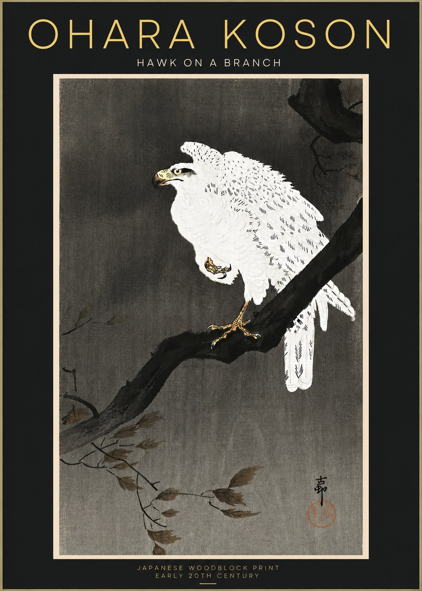 Ohara Koson Hawk on a Branch II No4 - Póster
