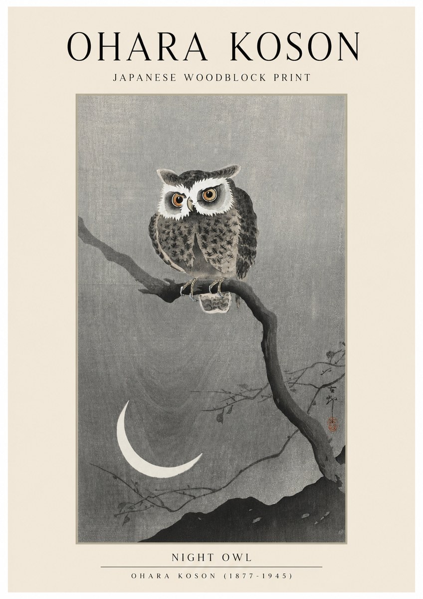 Ohara Koson Night Owl No1 - Póster