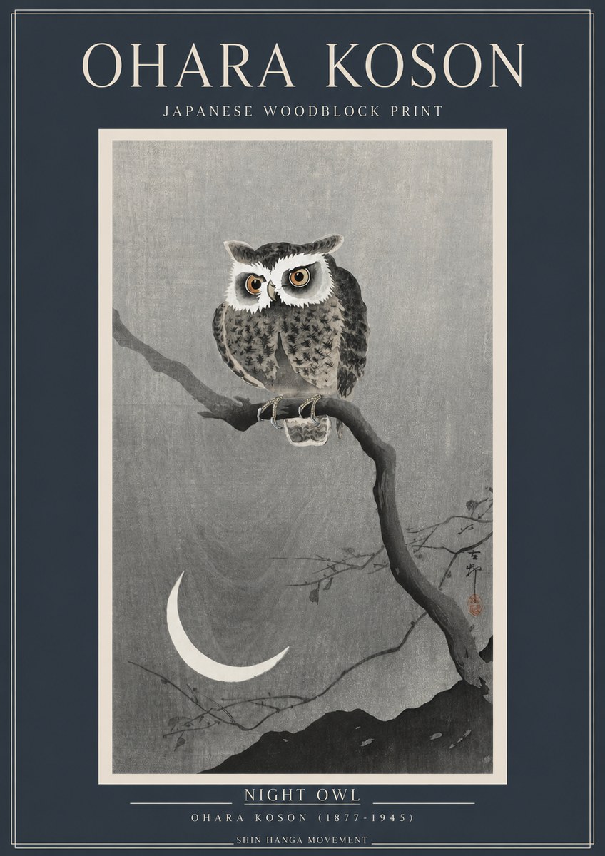 Ohara Koson Night Owl No2 - Póster