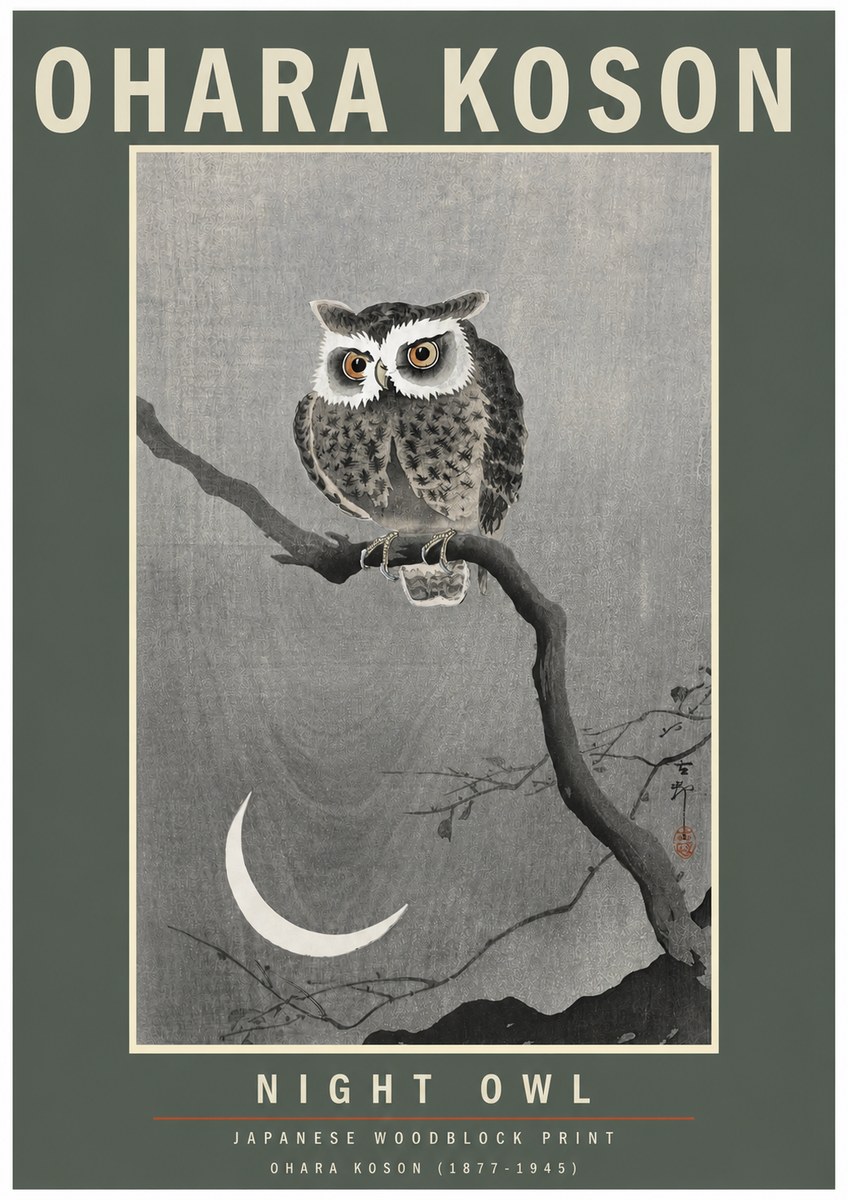 Ohara Koson Night Owl No3 - Póster