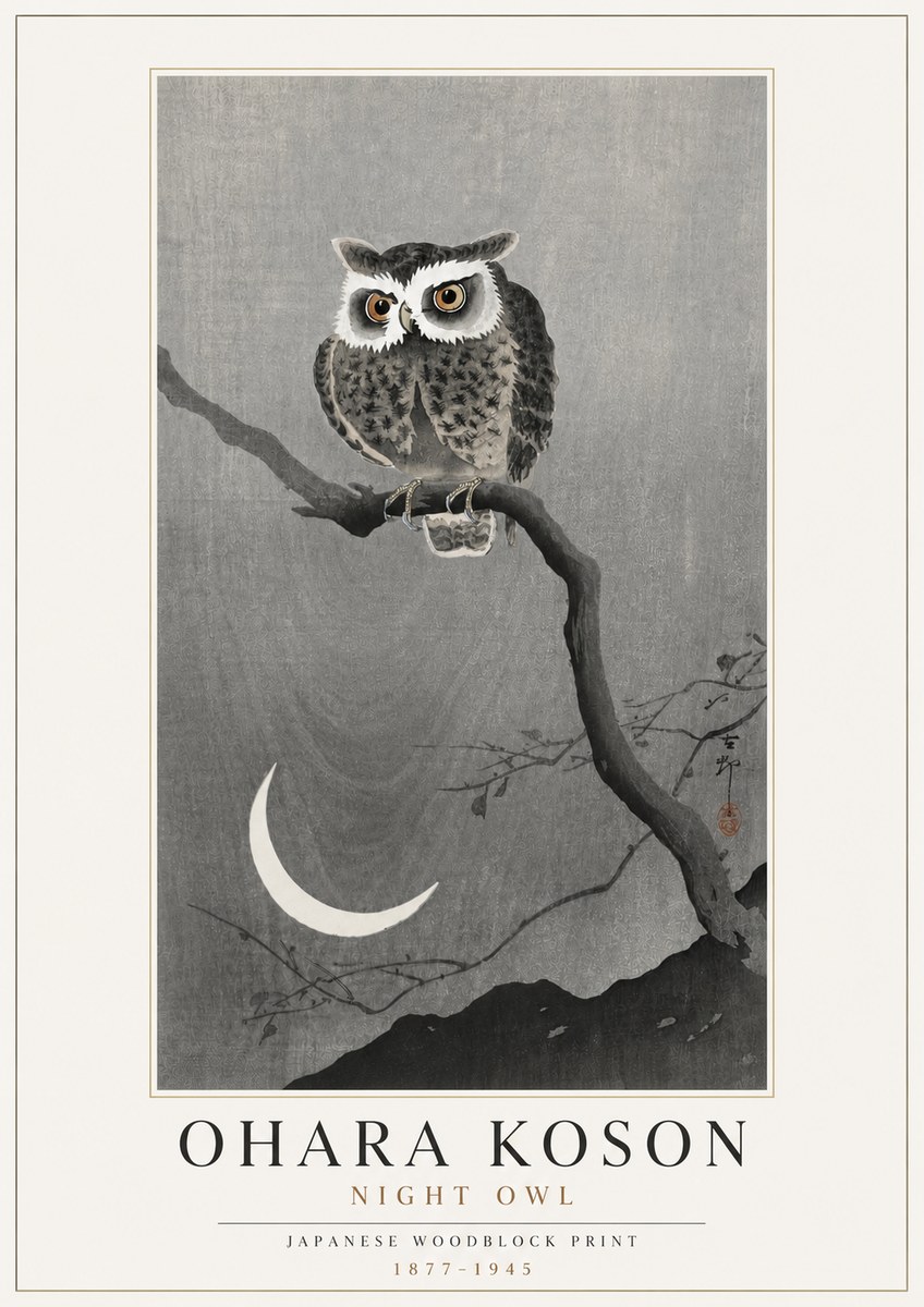 Ohara Koson Night Owl No4 - Póster