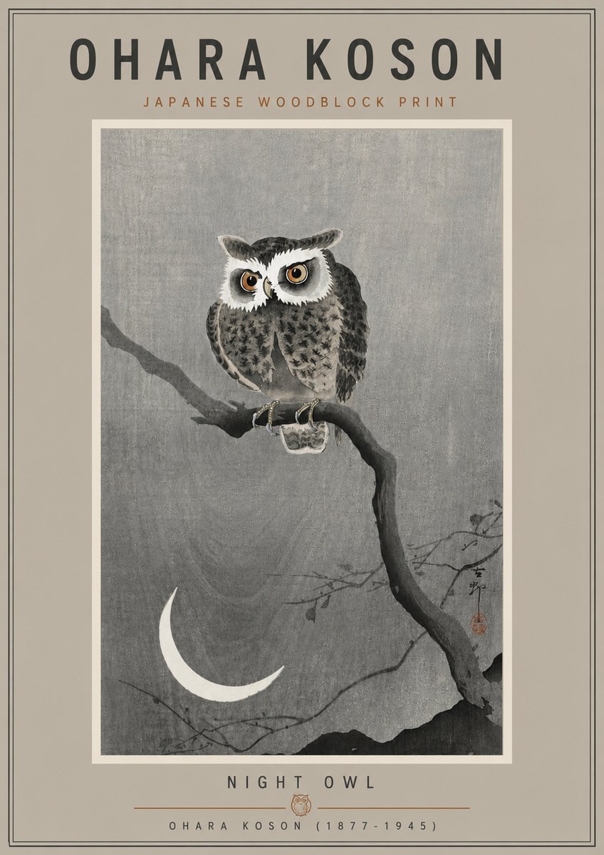 Ohara Koson Night Owl No5 - Póster