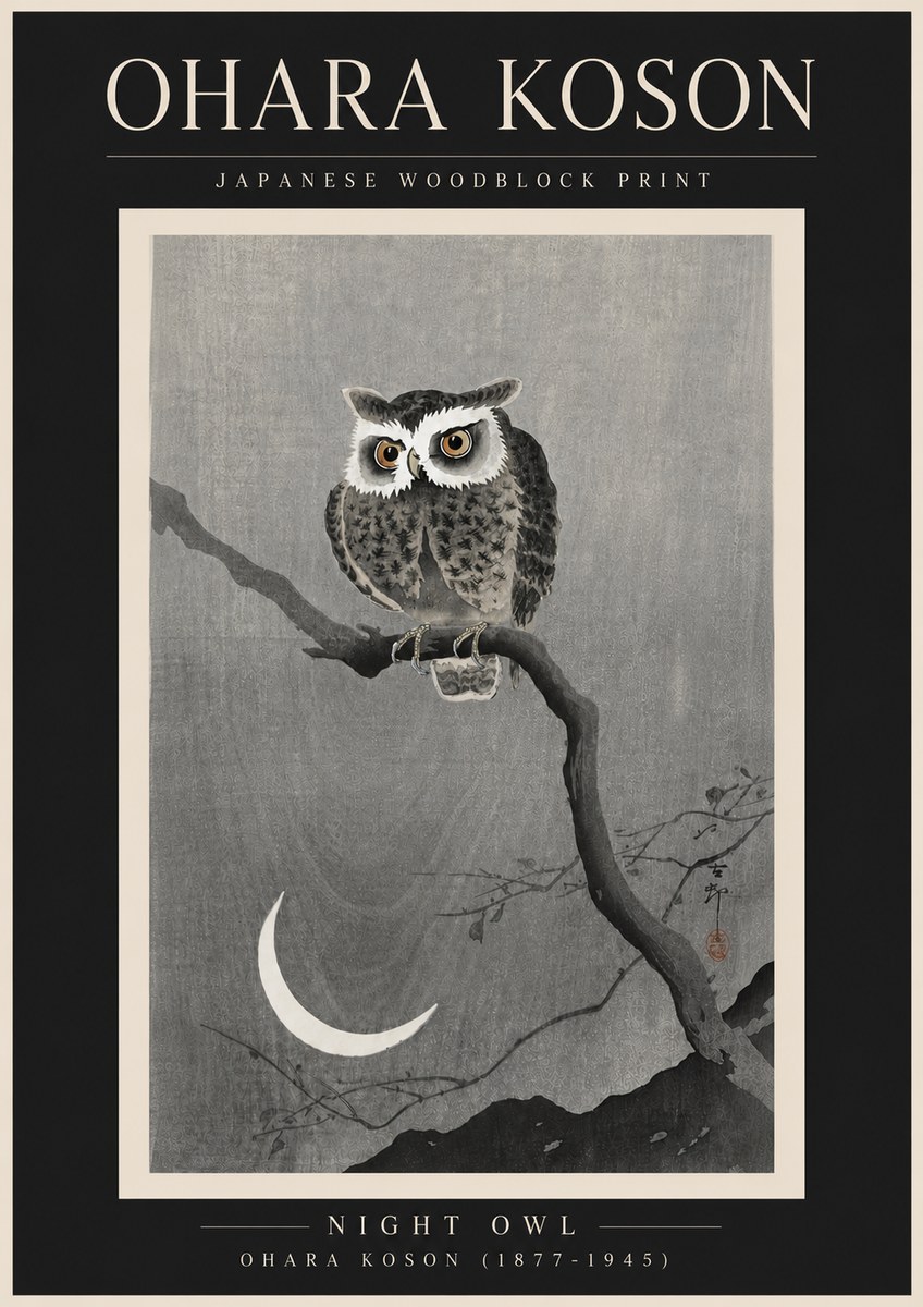 Ohara Koson Night Owl No6 - Póster