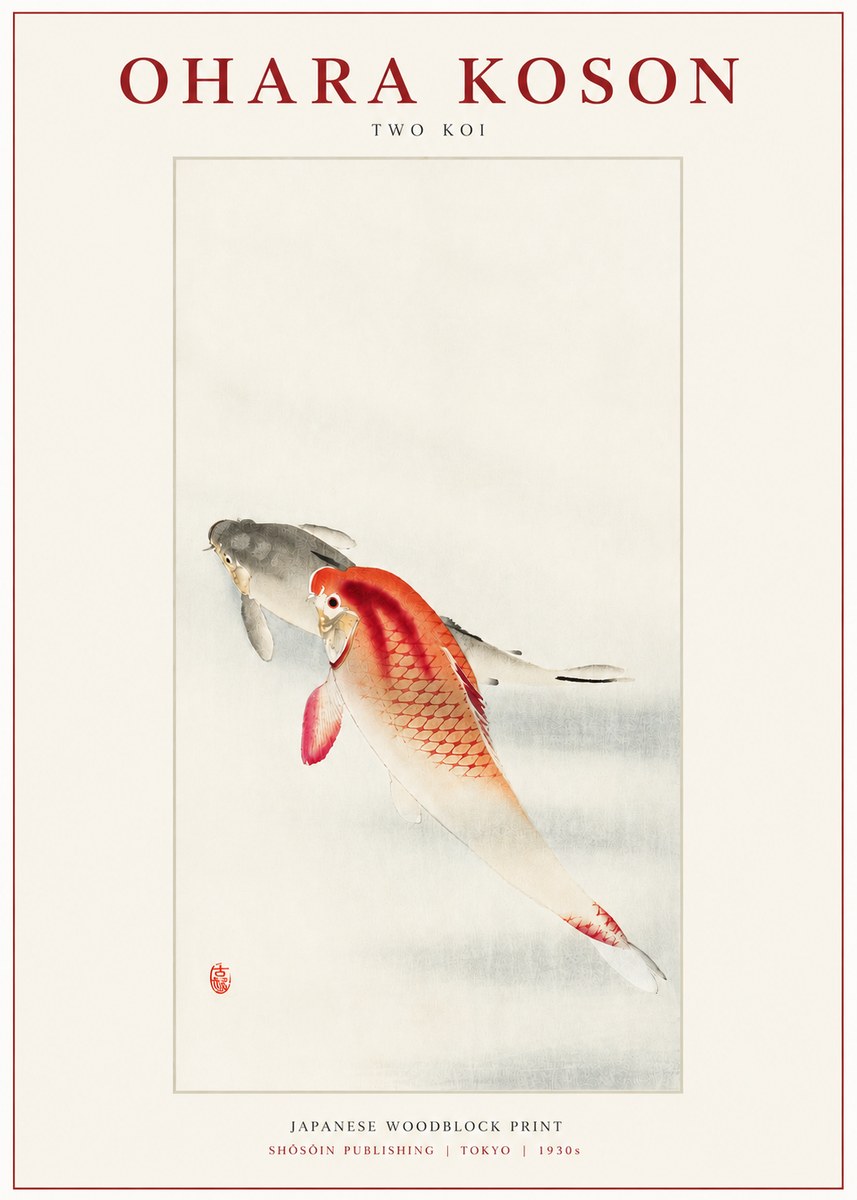 Ohara Koson Two Koi II No3 - Póster