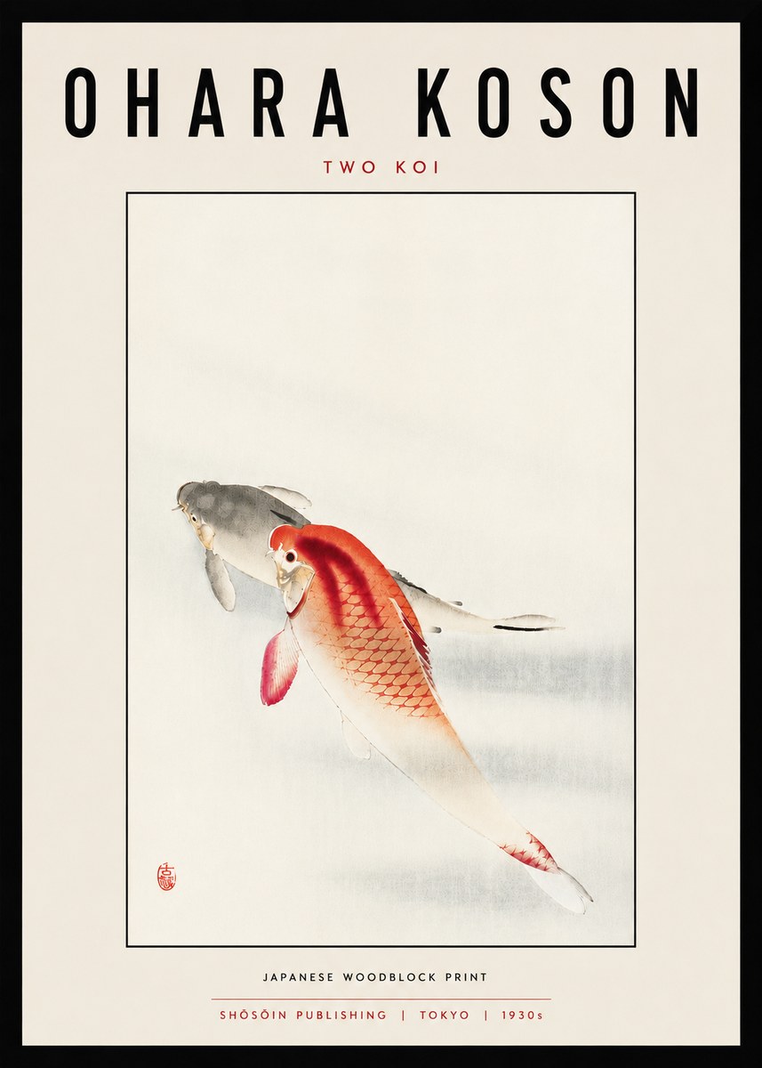 Ohara Koson Two Koi II No5 - Póster