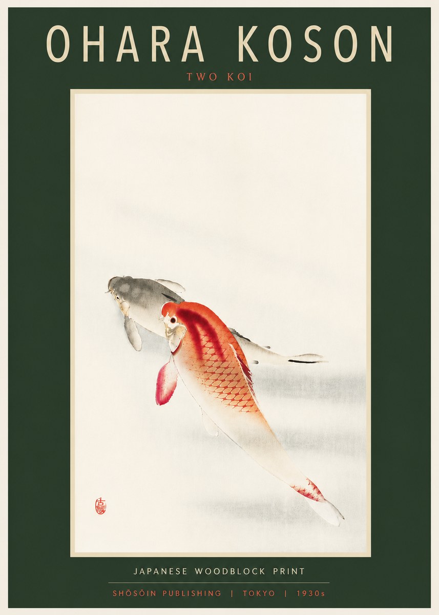 Ohara Koson Two Koi II No6 - Póster
