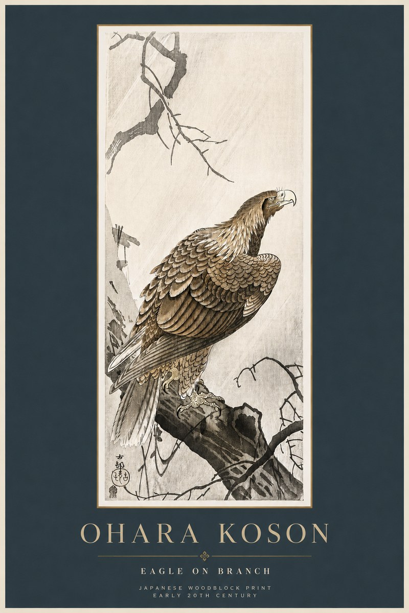 Ohara Koson Eagle on Branch No2 - Póster