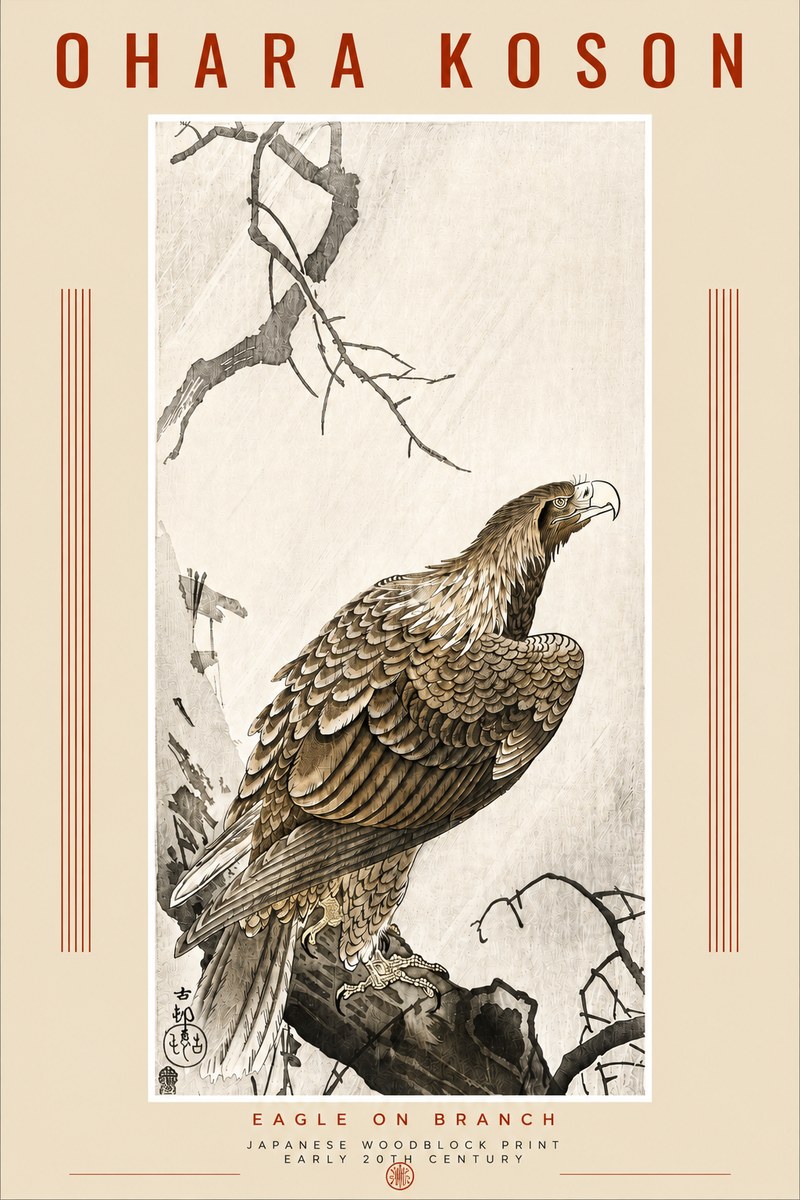 Ohara Koson Eagle on Branch No4 - Póster