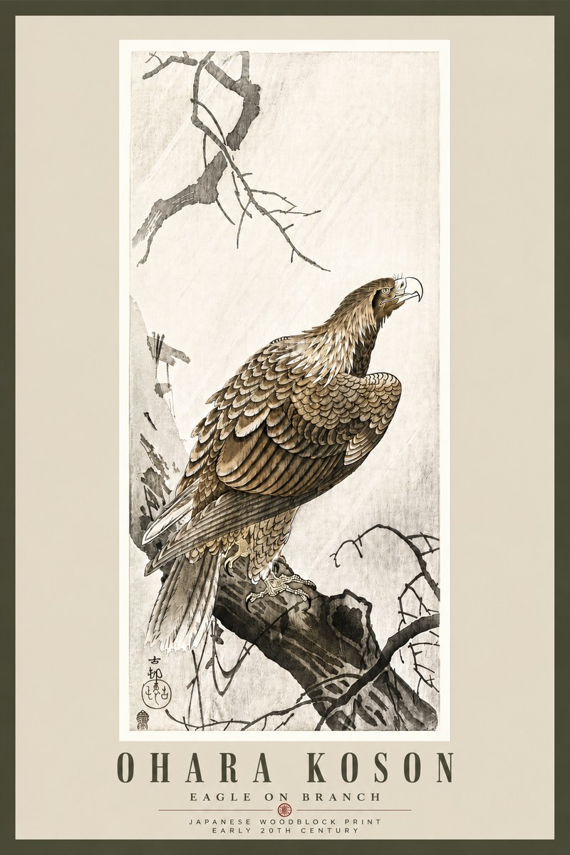 Ohara Koson Eagle on Branch No5 - Póster