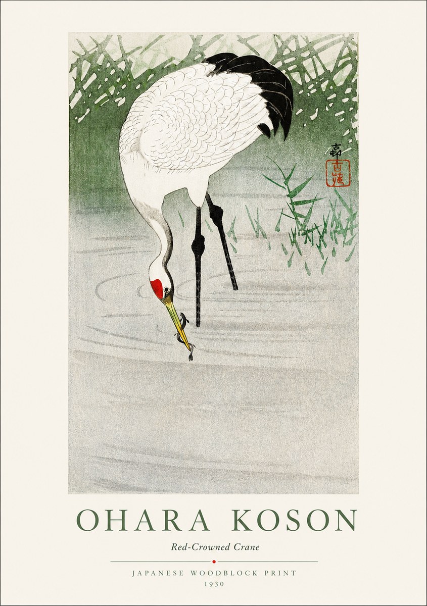 Ohara Koson Red-crowned Crane No1 - Póster