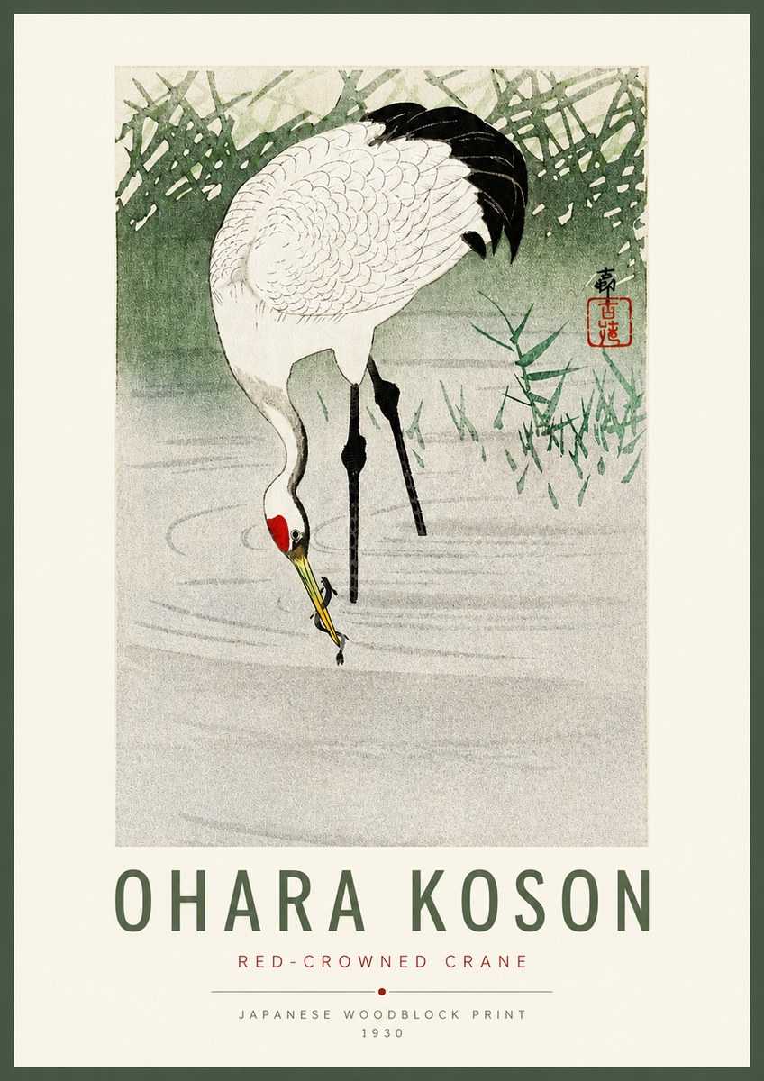 Ohara Koson Red-crowned Crane No2 - Póster