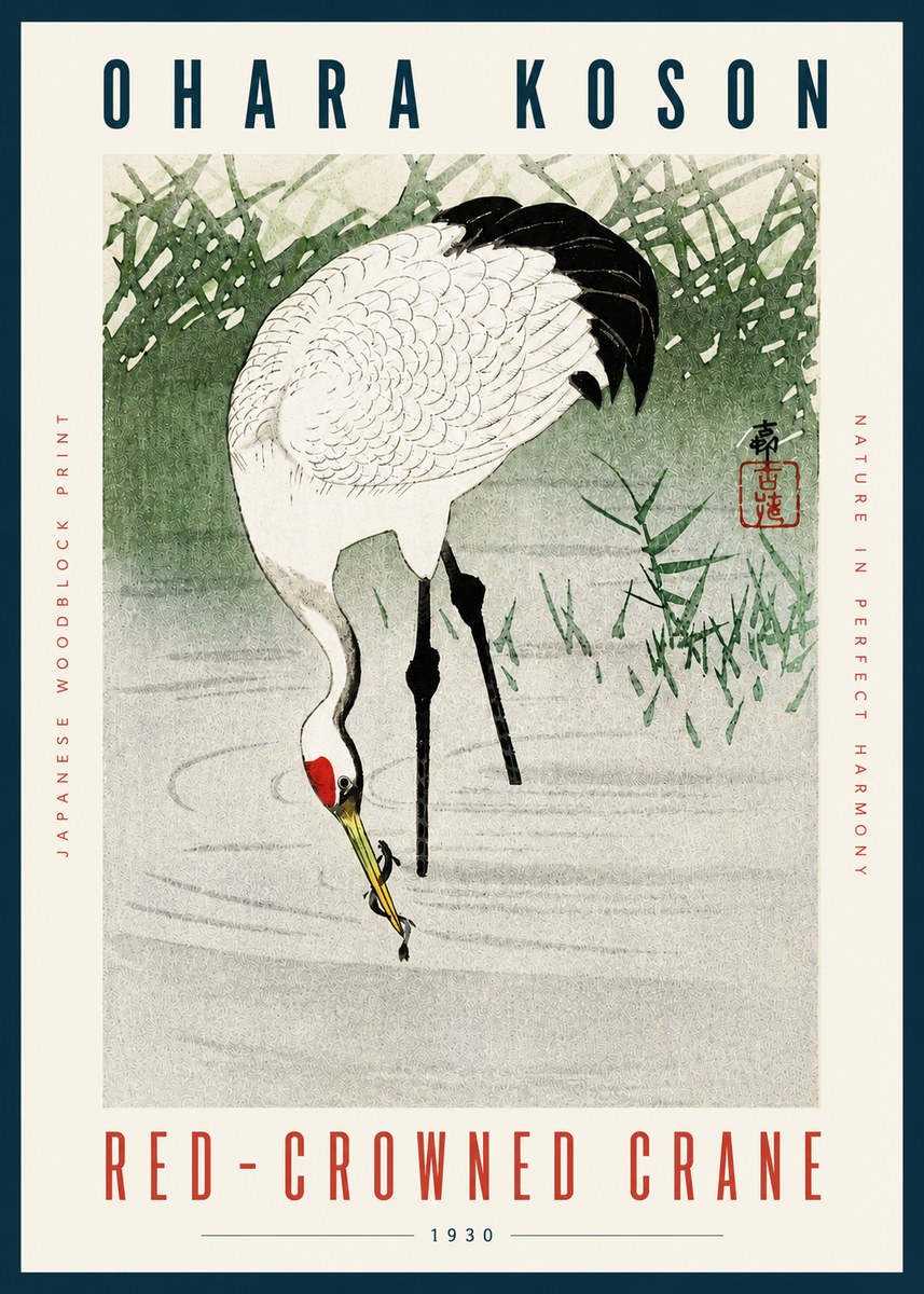 Ohara Koson Red-crowned Crane No4 - Póster