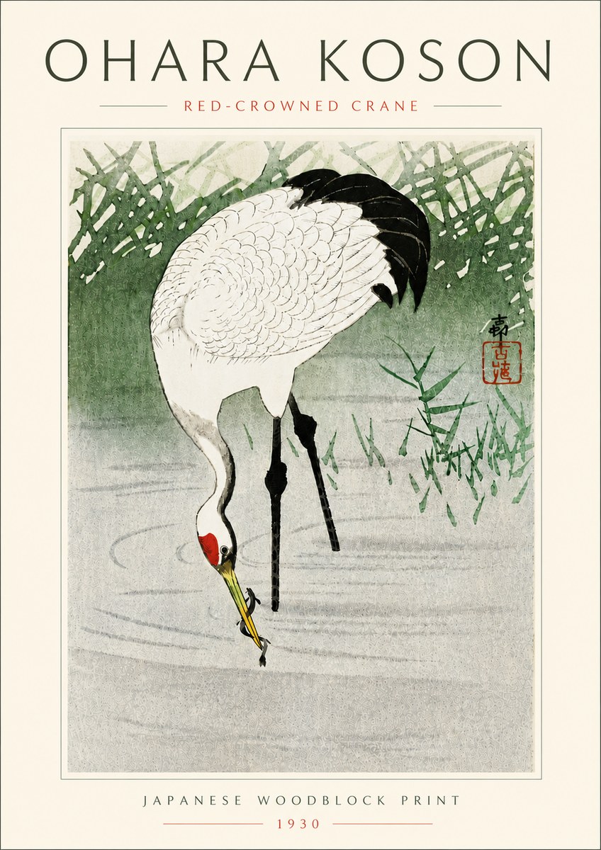 Ohara Koson Red-crowned Crane No6 - Póster