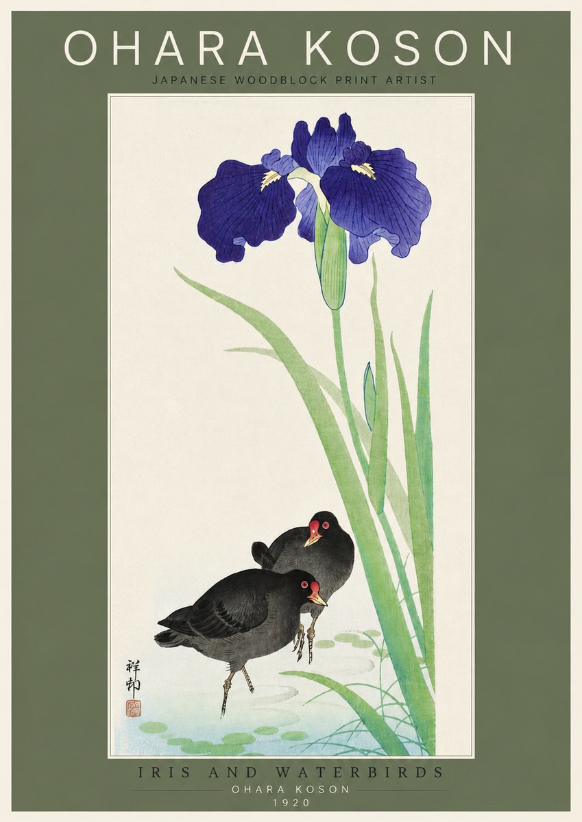 Ohara Koson Iris and Waterbirds No4 - Póster
