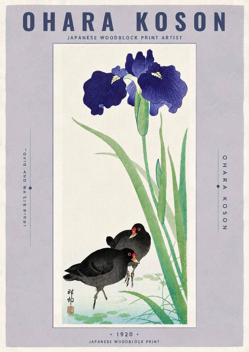 Ohara Koson Iris and Waterbirds No6 - Póster