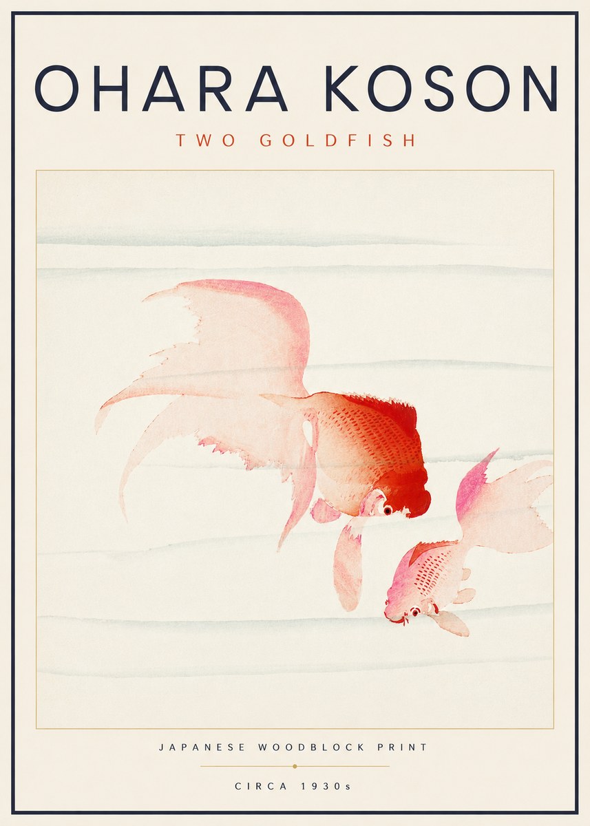Ohara Koson Two Goldfish No6 - Póster