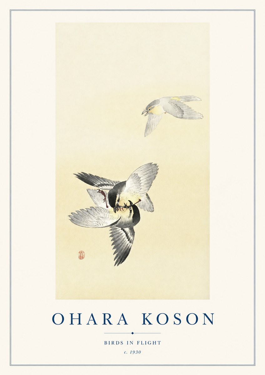 Ohara Koson Birds in Flight No1 - Póster