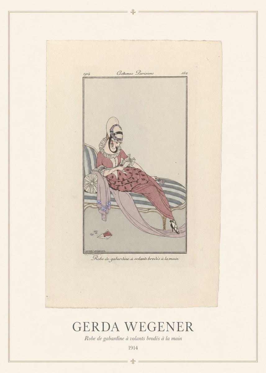 Gerda Wegener Robe De Gabardine À Volants Brodés À La Main I No5 - Póster
