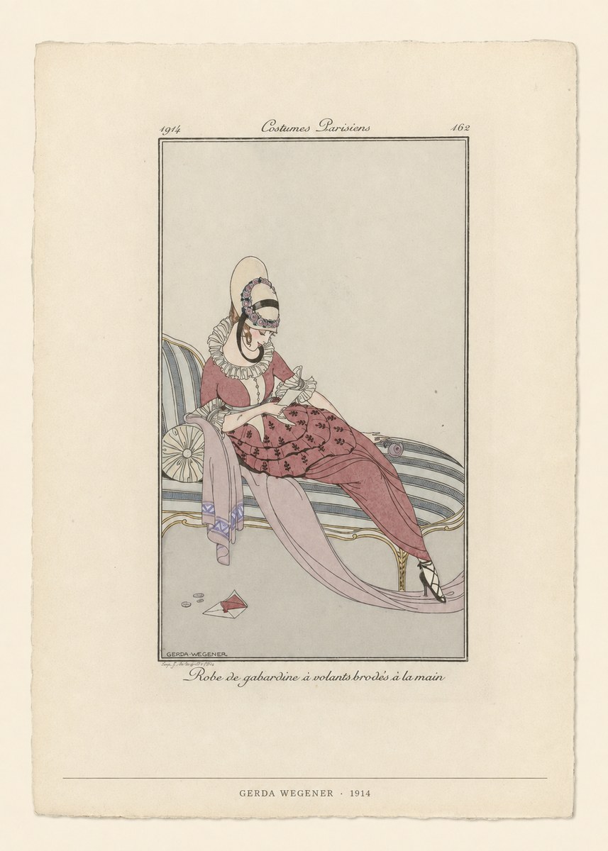 Gerda Wegener Robe De Gabardine À Volants Brodés À La Main I No6 - Póster