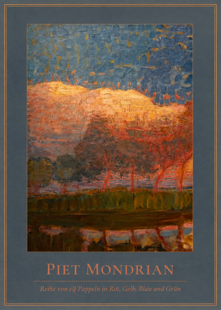 Piet Mondrian Reihe Von Elf Pappeln in Rot, Gelb, Blau Und Grün No4 - Póster