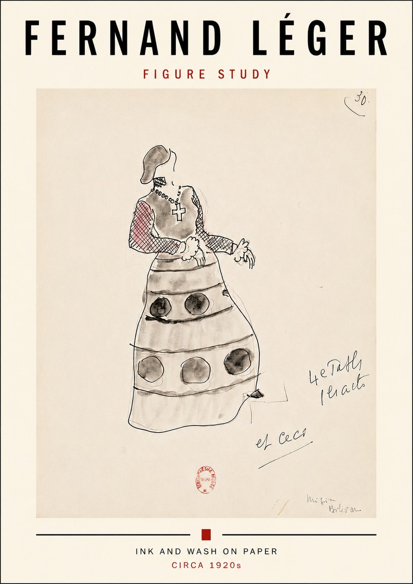 Fernand Léger Costume Design for Le Patin No4 - Póster