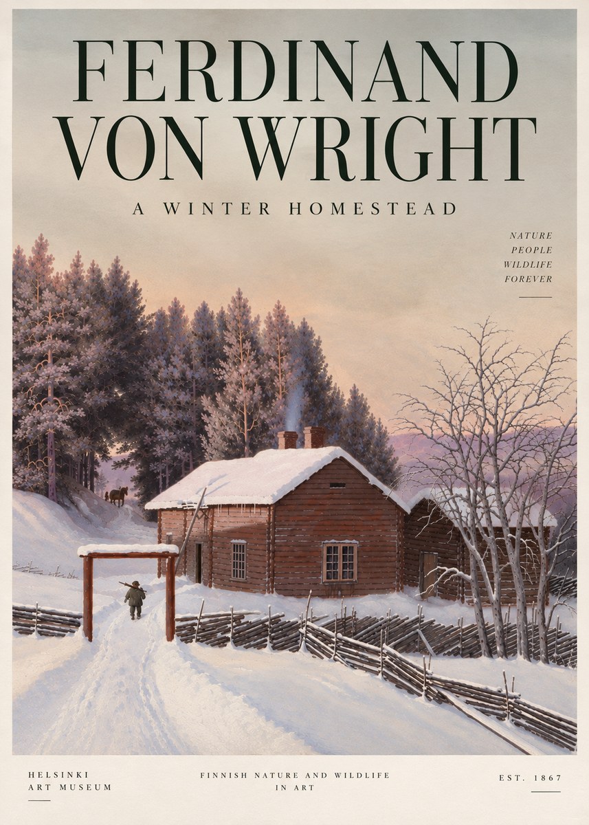 Ferdinand von Wright Winter at the Forest Edge No5 - Póster