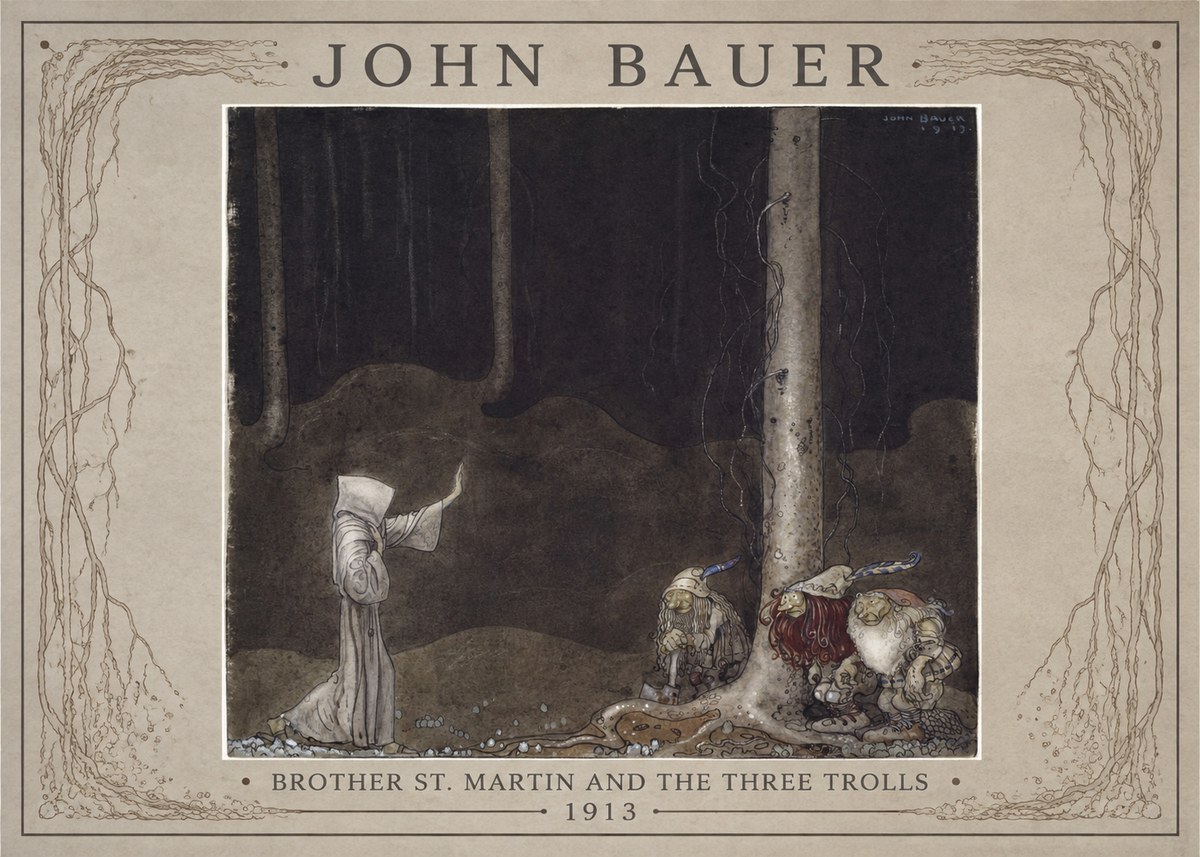 John Bauer Brother St. Martin and the Three Trolls No1 - Póster