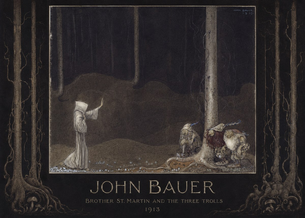 John Bauer Brother St. Martin and the Three Trolls No2 - Póster