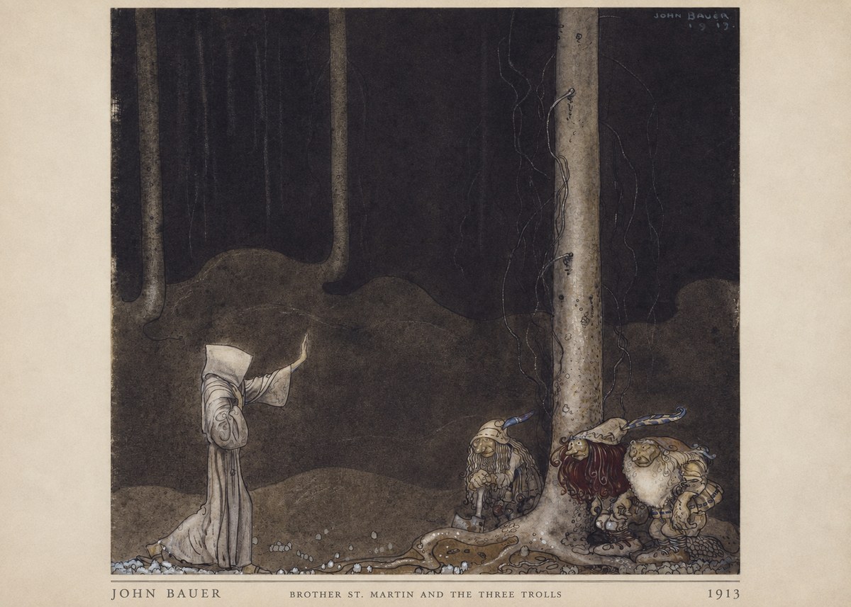 John Bauer Brother St. Martin and the Three Trolls No4 - Póster