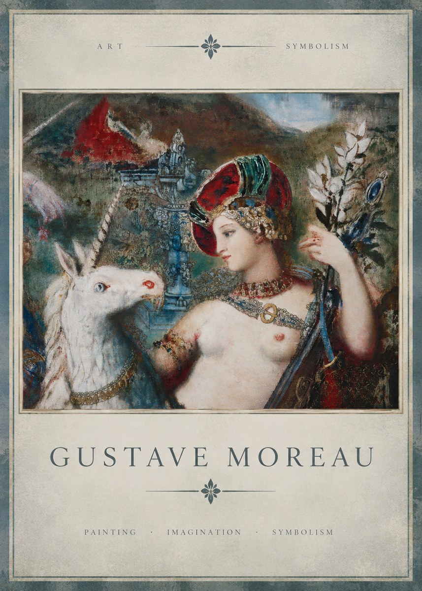 Gustave Moreau The Unicorns I No3 - Póster