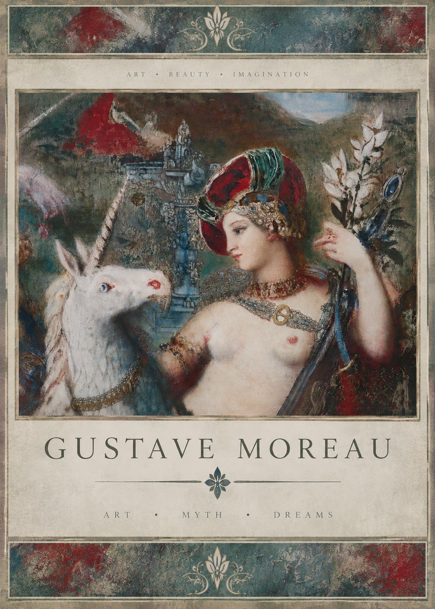 Gustave Moreau The Unicorns I No4 - Póster