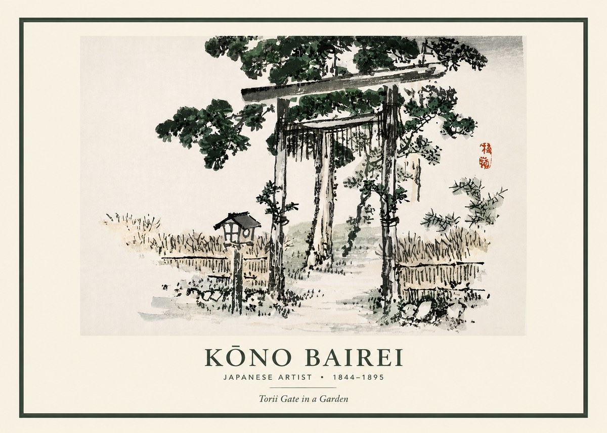 Kōno Bairei Torii Gate in a Garden No3 - Póster