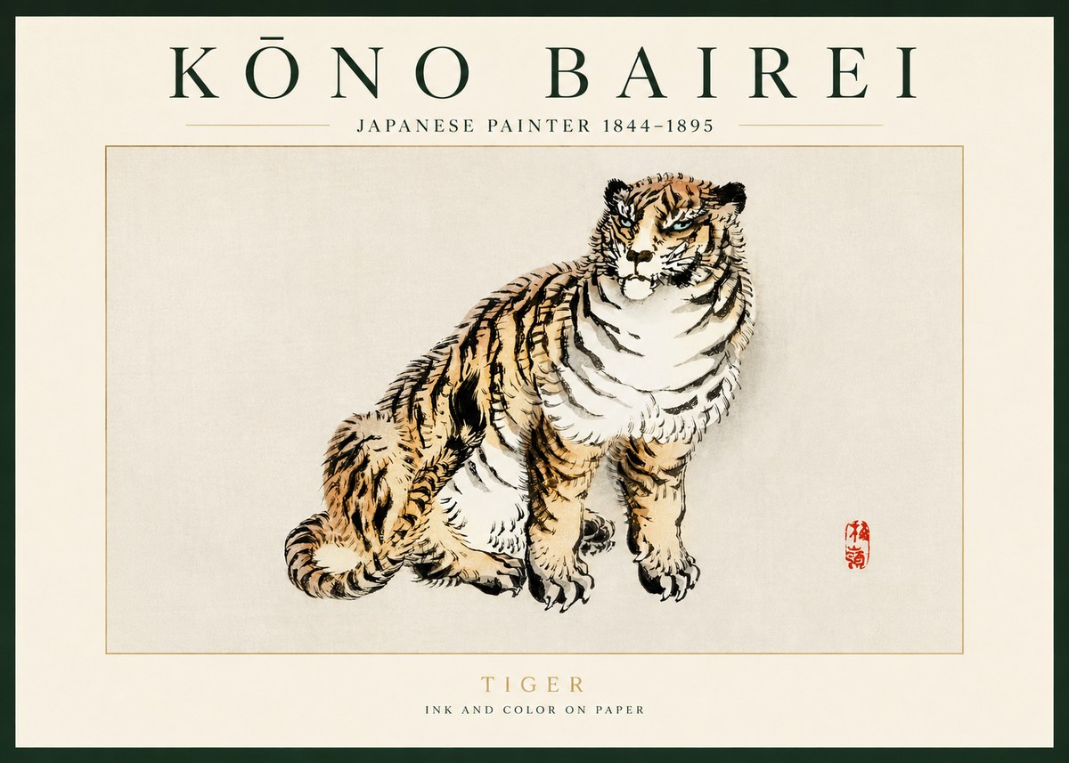 Kōno Bairei Tiger No3 - Póster